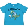 thumbnail image 3 of Inktastic I Love Soccer-dinosaur in Blue Boys or Girls Toddler T-Shirt, 3 of 5