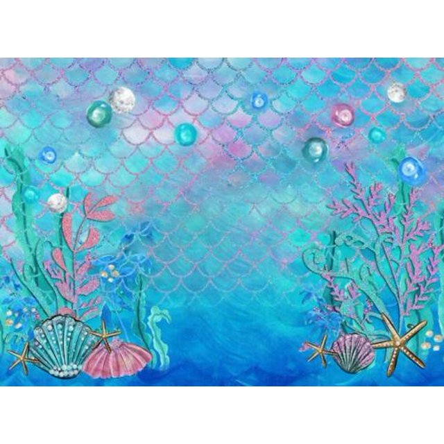 Little Mermaid Birthday Party Photo Booth Backdrop Fishes Under the Sea Princess