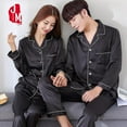 thumbnail image 2 of Ensembles de Pyjama en Soie Noire pour Hommes, 2 of 5