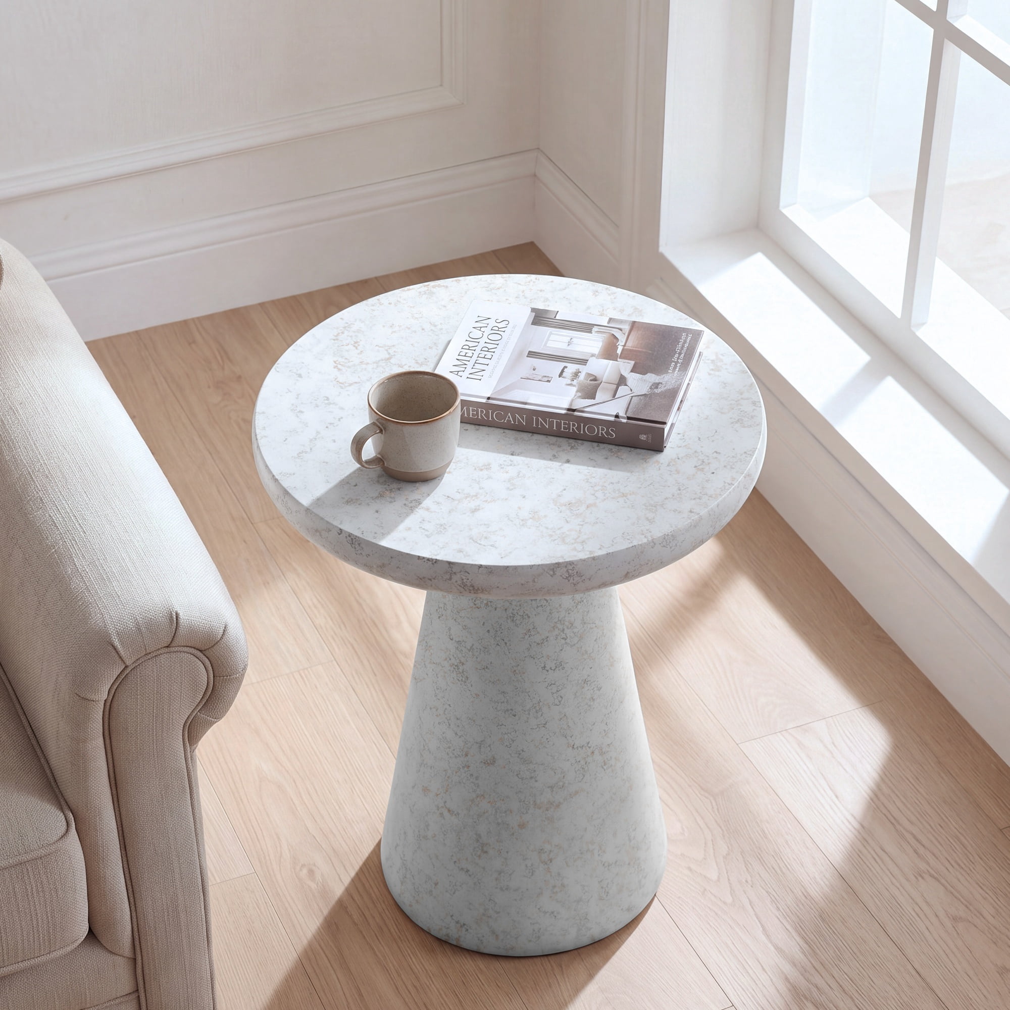 Mushroom MGO Side Table – Durable Construction, Compact Design, Cloud Ceramic White