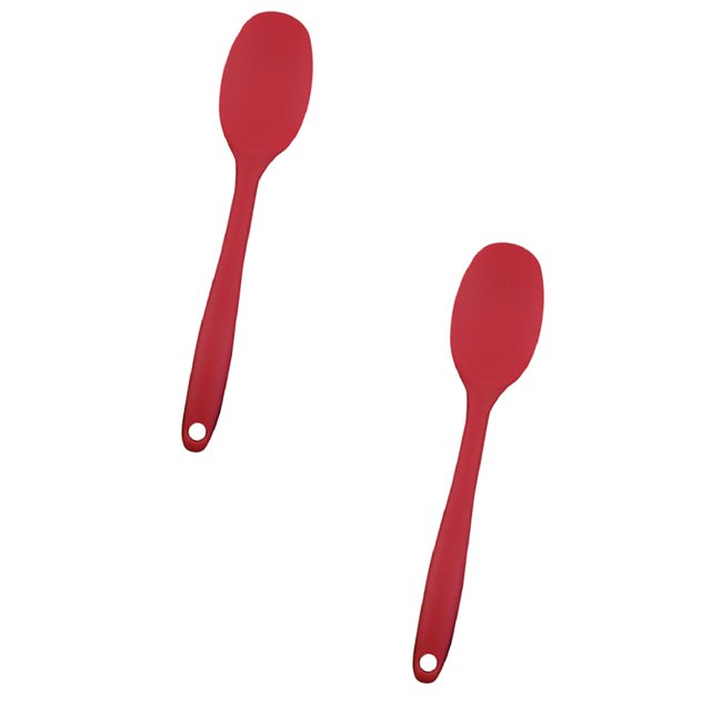 Oleegame 2PC Stainless Steel Cutlery Set Kitchen Silicone Tools Bakeware And Cooking Utencil Spoons Scoop Kitchen,Dining & Bar Red