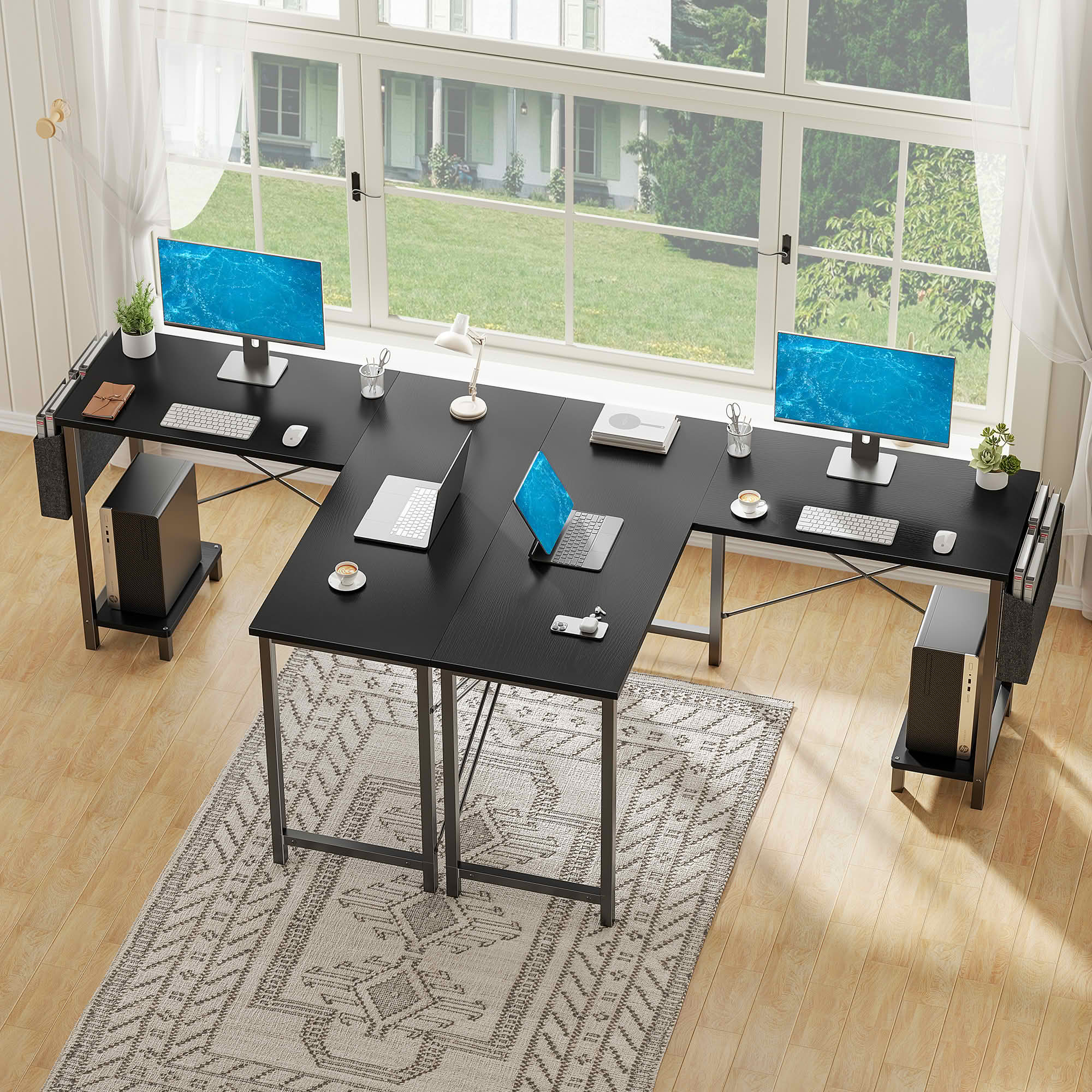 MAYEERTY 49-Inch L Shaped Computer Desk, Corner Gaming Desk with CPU Stand and Side Bag for Home Office Dorm