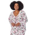 thumbnail image 7 of Aria Women's 100% Cotton 3/4 Sleeve V-Neck Top and Pant Pajama Set, 2pc Set, Sizes S-3X, 7 of 7