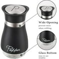 thumbnail image 6 of BYXAS Stainless Steel Salt and Pepper Shakers Set with Holder, Refillable, Clear Glass Bottoms, Screw-Off Perforated "S" and "P" Caps for Kitchen Table Decor Set of 2 (Black), 6 of 8