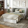 thumbnail image 3 of AFI Monroe Full Solid Wood Murphy Bed Chest with 6" Mattress, Drawer & Charger, White, 3 of 22