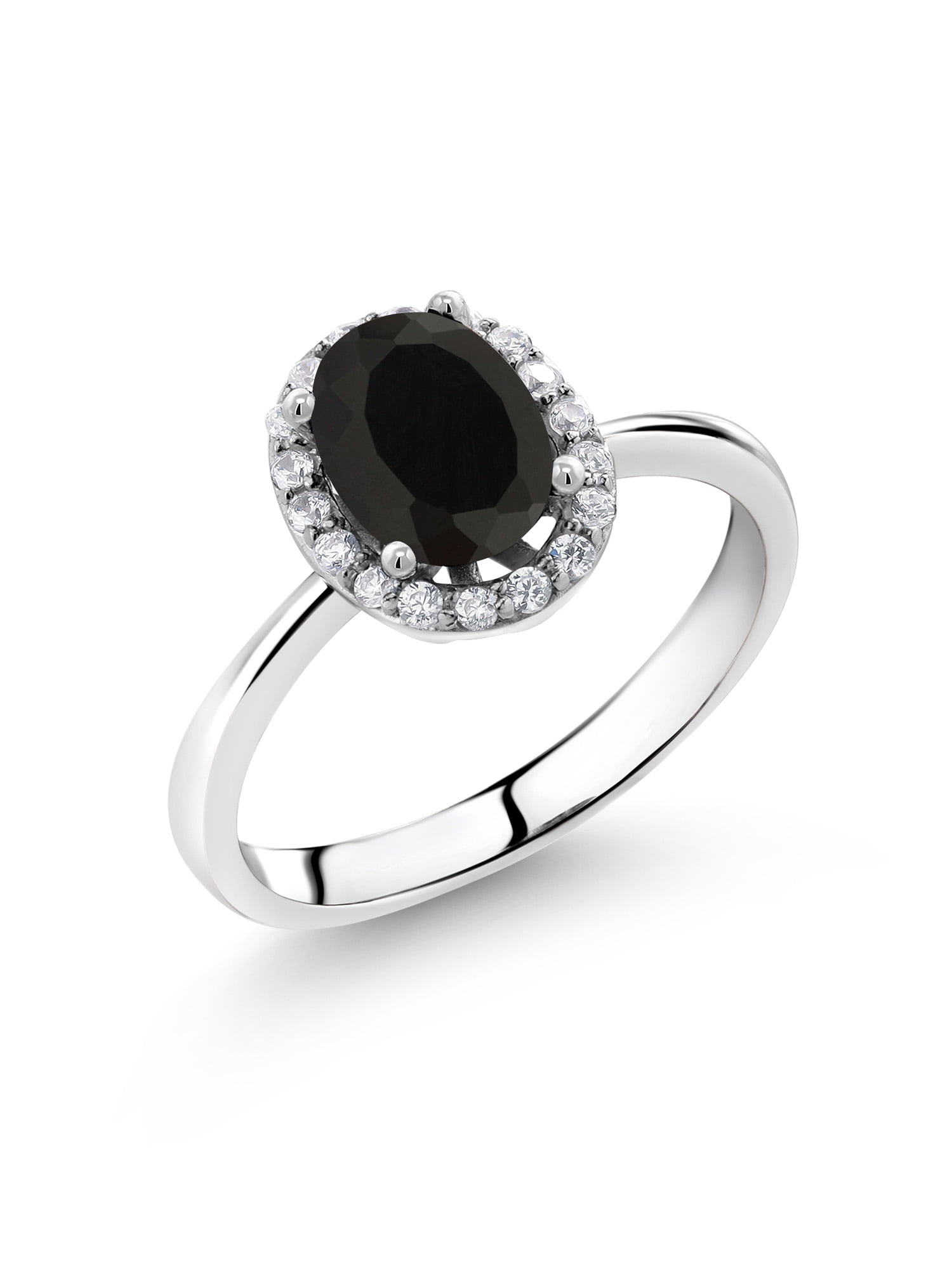 Black Onyx Round Faceted Solitaire 925 Sterling Silver Ring Size 6 7 8 9 