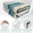 thumbnail image 4 of Twin Quilt Set 68''x86'', Turquoise Beige Lightweight Summer Bedspread Coverlet Set with 2 Pillow Shams, Boho Vertical Stripes Bohemian Retro Breathable All Season Quilt Bedding for Dorm/Bedroom, 4 of 9
