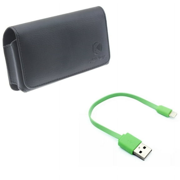 Case Belt Clip w Short USB Cable for iPhone 8/7/6S/6 - Leather Swivel Holster Loops Cover, Charger Cord Power Wire Fast Charge for iPhone 8/7/6S/6 Models