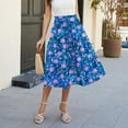 thumbnail image 6 of bbyeadc Blue Maxi Skirts for Women Tiered Elastic High-Waist Flowy Skirt Flowy Swing Drawstring Summer Vacation Skirt Trendy Pleated Western Skirts Women Midi Length, Blue XL, 6 of 7