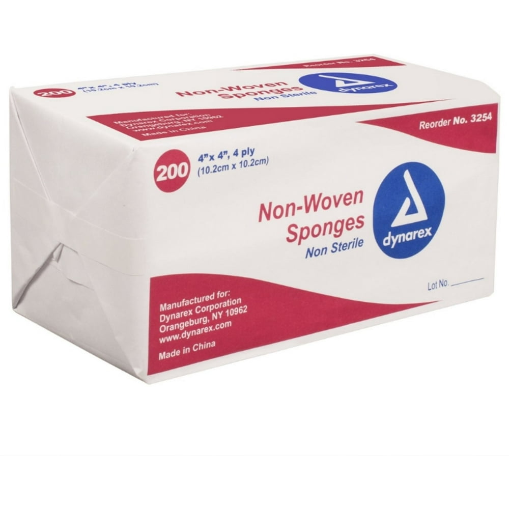 Dynarex NonWoven Sponges NonSterile 4 inches x 4 inches, 200 Each