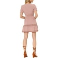 thumbnail image 3 of INSPIRE CHIC Women's Sundress V Neck Puff Sleeve Smocked Waist Casual Mini Dress M Pink, 3 of 6