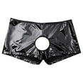 thumbnail image 6 of Men Shiny Leather Boxer, Sexy Open Crotch, Glossy PVC Leather, Wetlook Latex Short Pants, 6 of 6