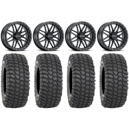 Raceline Krank XL 18 Wheels Black 36 XCR350 Tires Kawasaki Mule Pro FXT