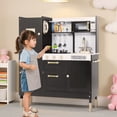 thumbnail image 3 of AILEEKISS Wood Kids Play Kitchen, Pretend Toy Kitchen Playset for Children with Sounds, Black, 3 of 10