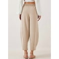thumbnail image 4 of Women'S Summer High Waisted Baggy Pants Casual Ankle Length Trouser Slacks with Pockets Apricot XL, 4 of 6
