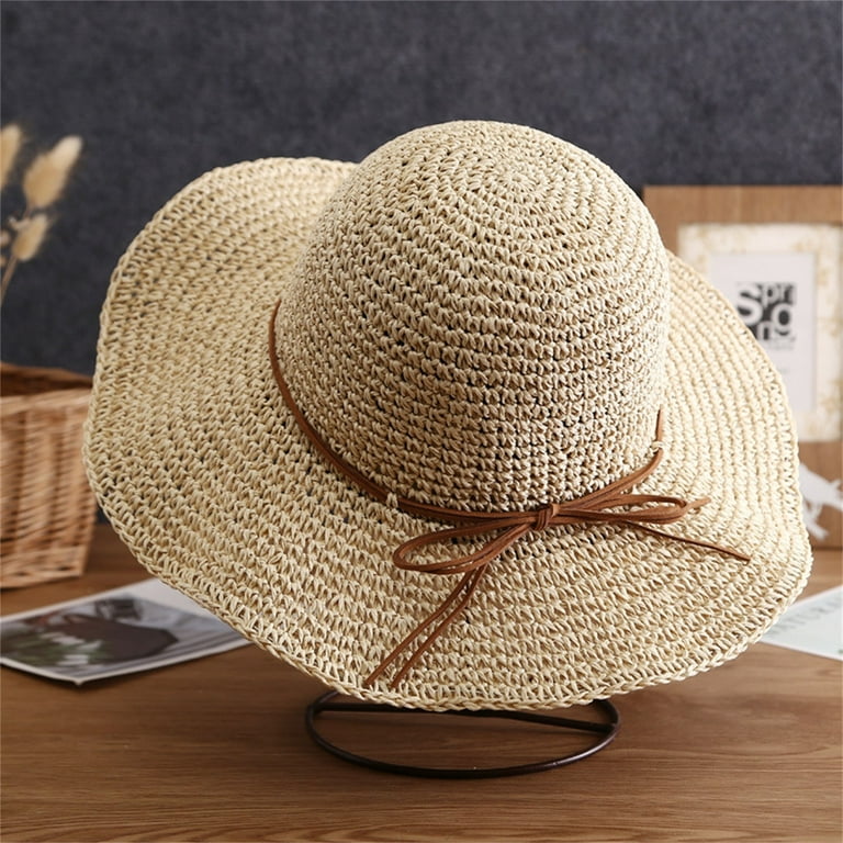 KDDYLITQ Savings Clearance! Mens Straw Hats Wide Brim Sun Hats for Women Uv  Protection Wide Brim Summer Hats for Women Beach Beige Free Size 