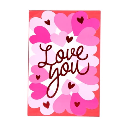 Valentine’s Day Jumbo Greeting Card, Red and Pink Hearts, 1 Count by Way to Celebrate
