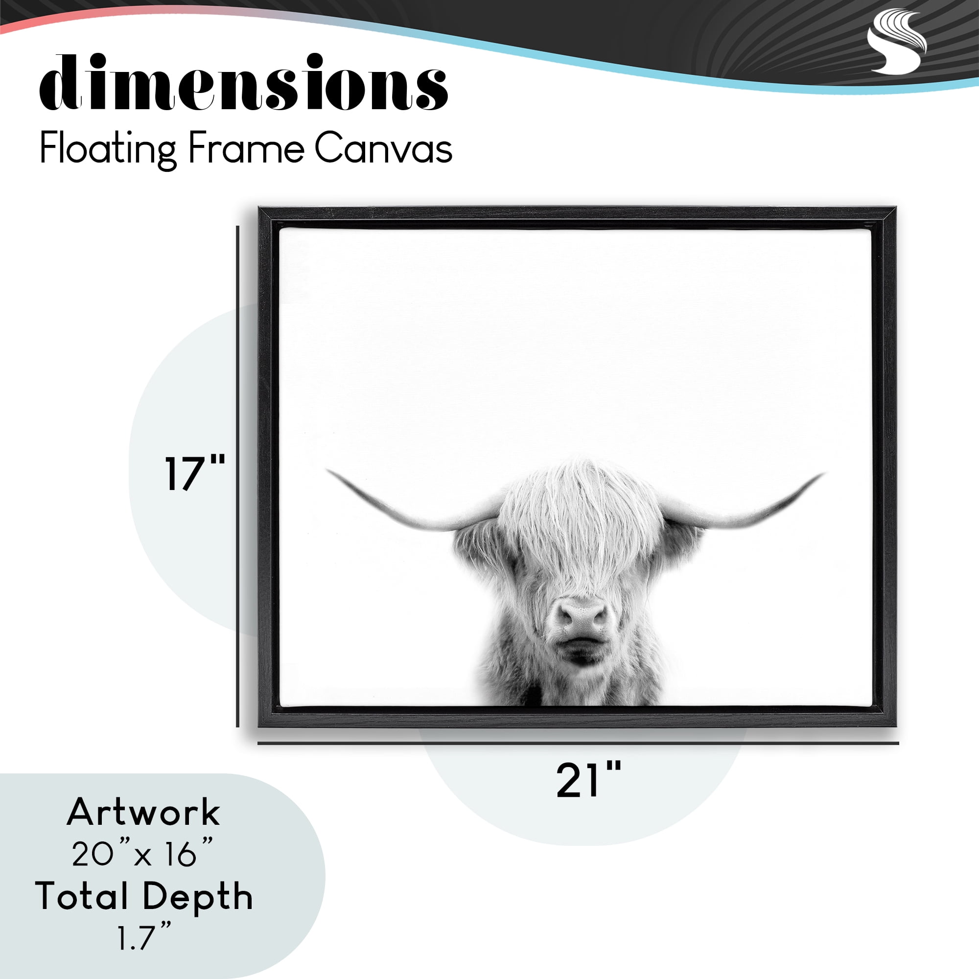 Stupell Industries Scottish Cow Portrait Black Framed Floater Canvas Wall Art, design by Leah Straatsma