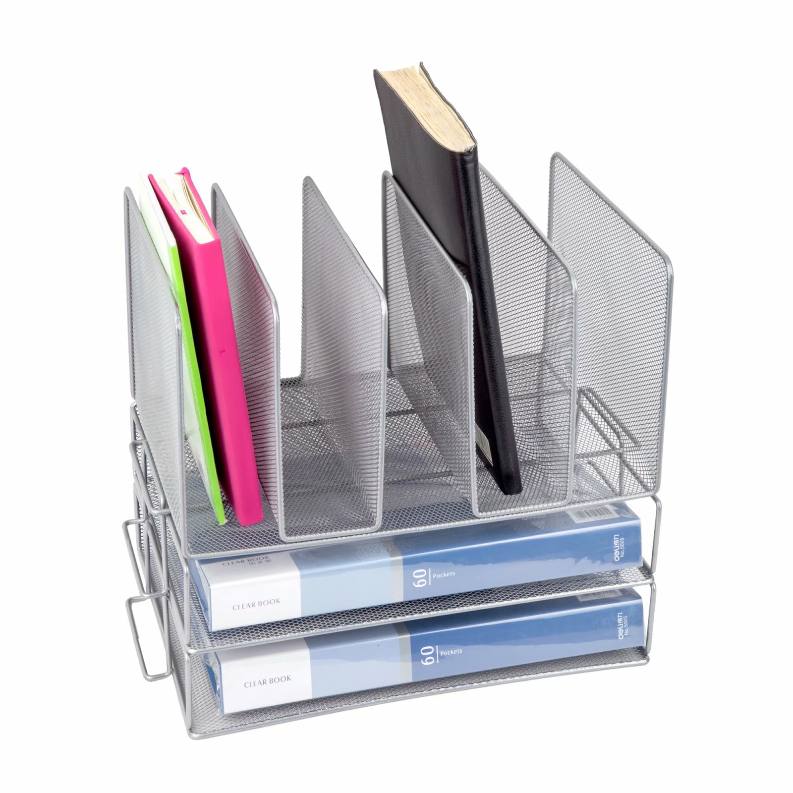 Silver JessYo Mesh 3 Pockets Hanging File Organizer Holder Wall Mounted Paper Organizer Office Document Magazine Folder Rack 