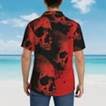 thumbnail image 4 of Fotbe Red And Black Abstract Skull Camisa Hawaiana para Hombre Unisex – Camisa Casual de Verano con Botones de Manga Corta de Algodón y Lino,Small, 4 of 7