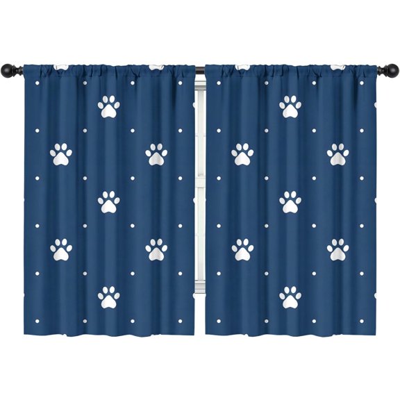 Blackout Kids Curtains,Paw Print Childrens Insulated Curtains Set Of 2,Bedroom Essentials,Toddler Room Decor 42x63in(106x160cm)