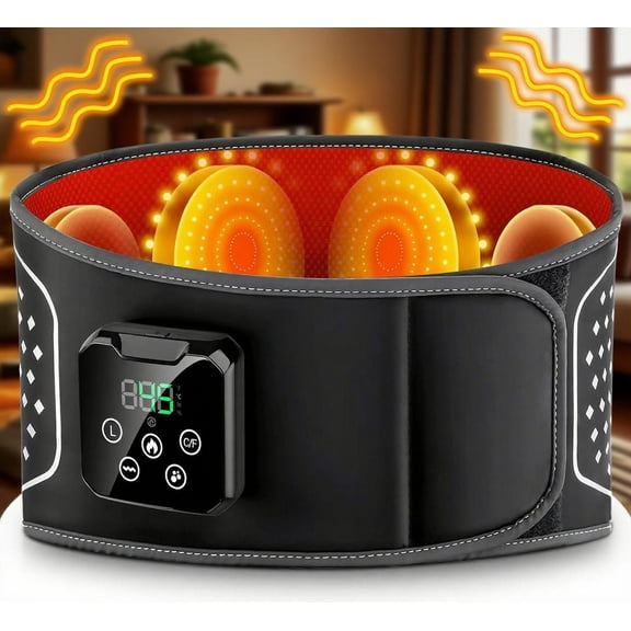 Cordless Electric Heated Massage Belt - 3 Air Compression Levels, 4000mAh High-Capacity Battery | Portable Waist Wrap for Lower Back Pain Relief, Muscle Relaxation, Ideal Gift for Men & Women