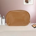 thumbnail image 5 of Unique Bargains 1 Pc Semicircular Drawstring Makeup Bag for Vacation Business Travel PU Brown, 5 of 6