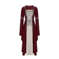 thumbnail image 4 of Plus Size Women Medieval Renaissance Costumes Cosplay Pirate Corset Dress Bell Sleeves Lace up Irish Over Dresses, 4 of 6