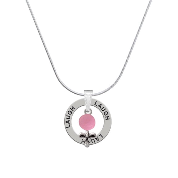Delight Jewelry Silvertone Pink Baby Rattle Laugh Ring Charm Necklace, 18"
