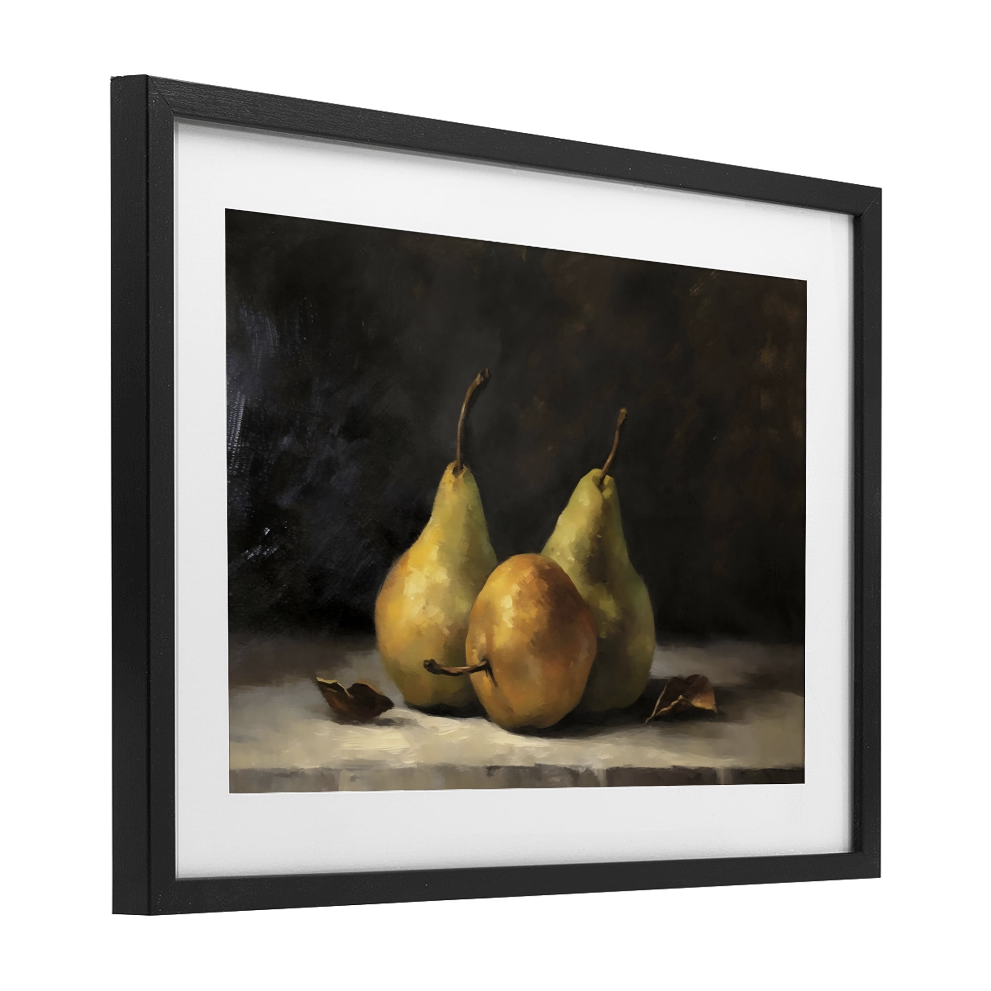 Stupell Industries Three Pears on Marble Black Framed Print Under Glass, design by Creative Studio