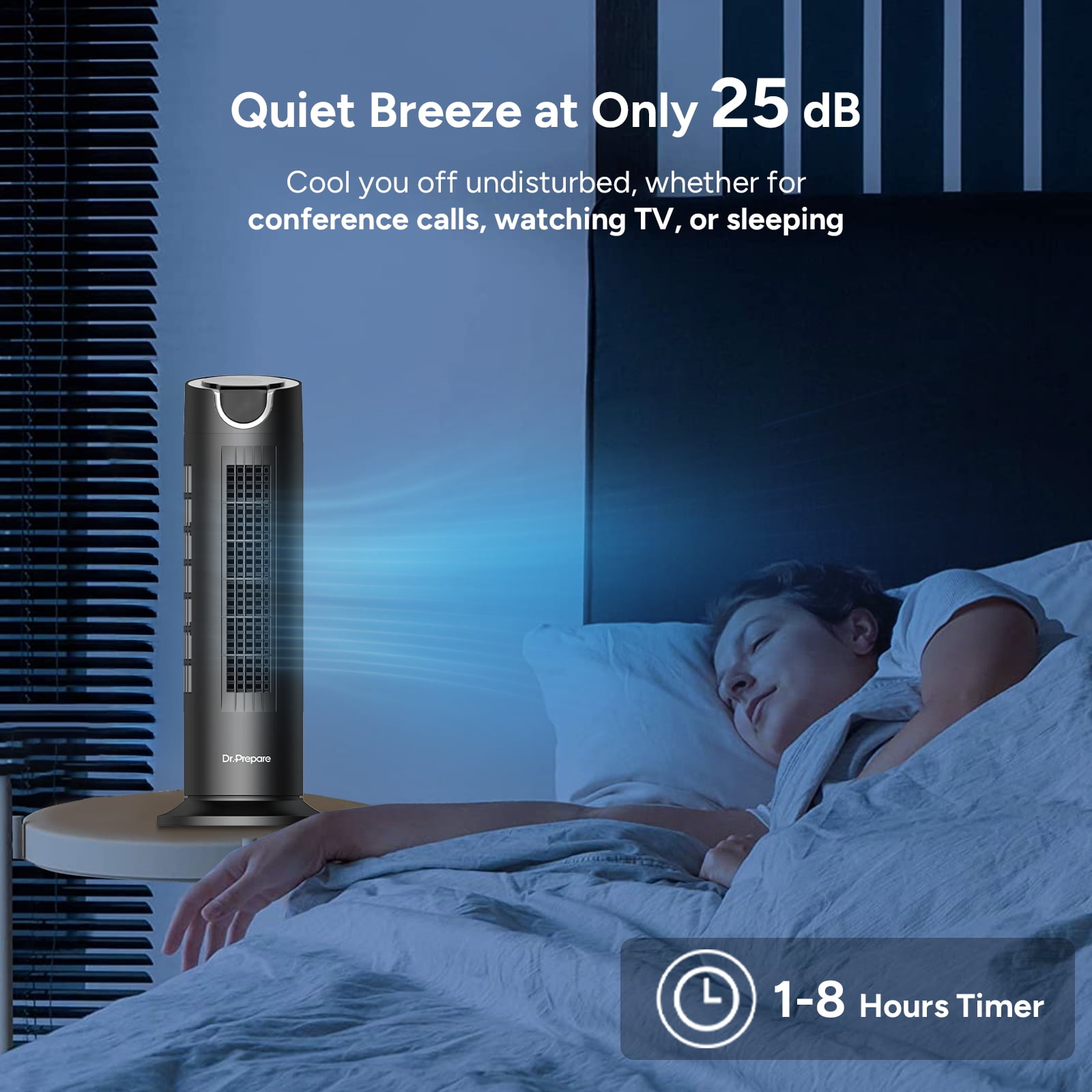 Dr. Prepare Air Circulator Fan 25 dB Quiet Bladeless Fan for Bedroom with Remote