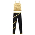 thumbnail image 3 of Yruioon Kids Girls Metallic Gym Yoga Dance Tank Top with Leggings Set 2 Piece Summer Outfit Jazz Gold 6, 3 of 6