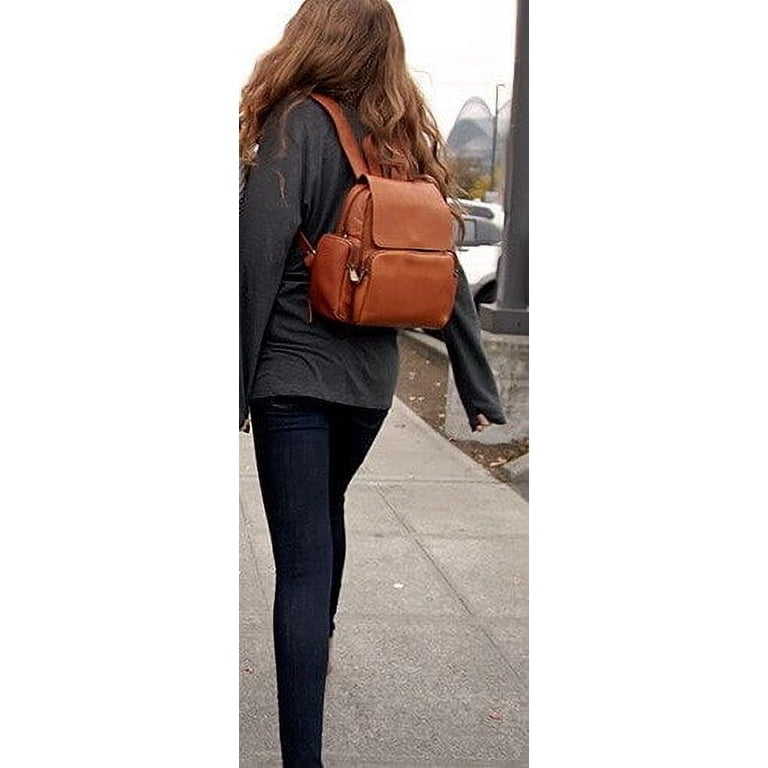 Le Donne Leather Womens Multi Pocket Backpack TR-125  display picture 2