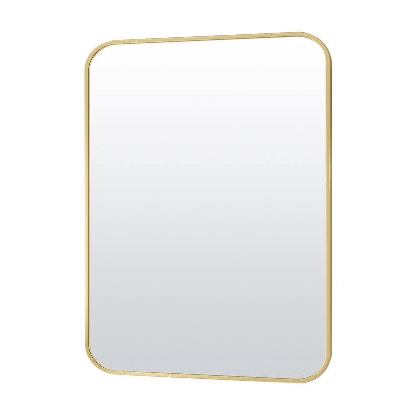 Clarvion 30"x40" Rounded Edge Rectangle Bathroom Mirror Wall Mounted Vanity Mirror,Gold