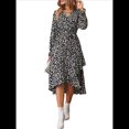 thumbnail image 2 of Vestido Maxi Bohemio Floral de Verano para Mujer, Cruzado, de Larga, con Cuello en V y Volantes, Corte A, Fluido, para Invitadas de Boda. Negro M, 2 of 10