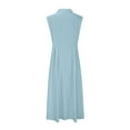 thumbnail image 5 of Vestido informal para mujer: largo con botones, cuello elegante, cómodo para el verano, lavable a máquina, 5 of 5
