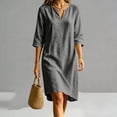 thumbnail image 6 of ZToonmas Women's 3/4 Sleeve V-Neck Shift Dress Casual Loose A-Line Midi Dress for Summer, 6 of 8