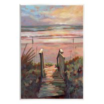 Stupell Industries Beach Shore Sunset Boardwalk Path Coastal Painting Unframed Art Print Wall Art