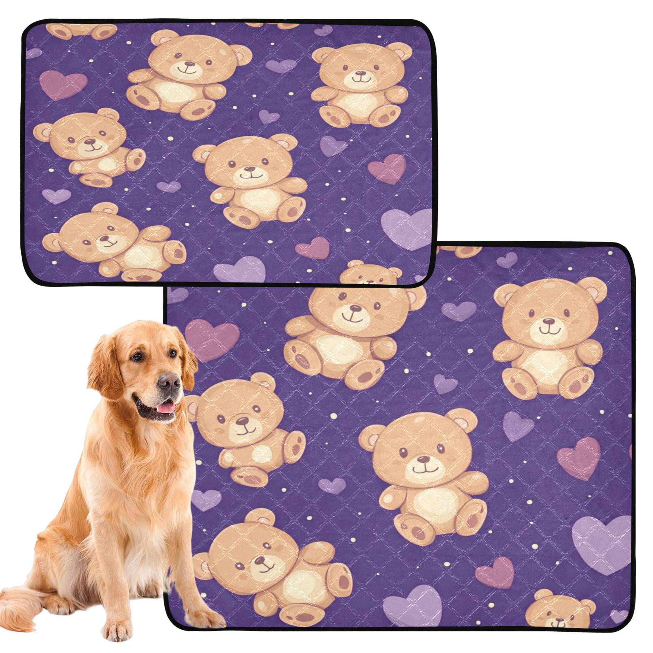 Qxltty Cute Teddy Bear and Heart Pattern Cat litter Pads Pet Set of 3 Diaper Mats Center Anti-leakage Layer Absorbent Soft and Comfortable