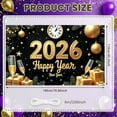 thumbnail image 2 of Golden Theme New Year Banner Festive Style 2026 Display Clock Design Gift Box Happy Year Backdrop for New Year Celebration Holiday Party Indoor Decoration, 2 of 9