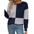 thumbnail image 4 of Hibeli Women Color Block Spliced Crew Neck Long Sleeve Pullover Top, 4 of 7