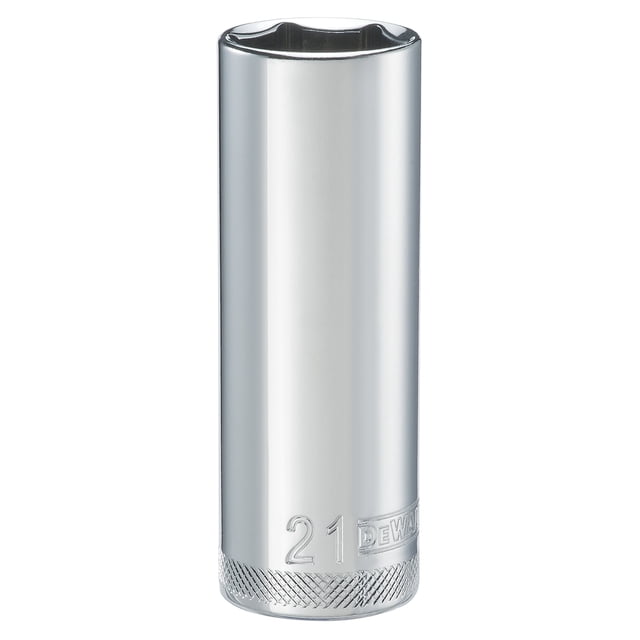 Juego de enchufes DEWALT de 1/2 pulgada, 6 puntos de profundidad, 21 mm con par directo