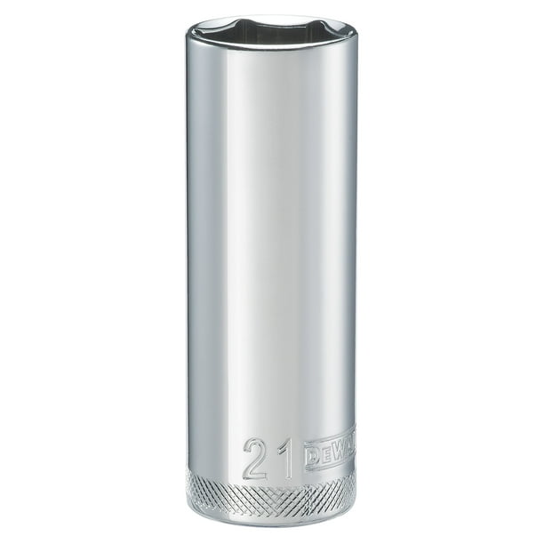 Juego de enchufes DEWALT de 1/2 pulgada, 6 puntos de profundidad, 21 mm con par directo