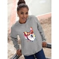 thumbnail image 2 of Pastell Colorful Corgi Smiling Sweatshirt Women -Weekday Best Designs, Female Small, 2 of 4