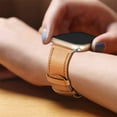 thumbnail image 2 of Fintie Bands Compatible with Apple Watch 41mm 40mm 38mm Series 7 6 5 4 3 2 1 and iWatch SE, Genuine Leather Band Replacement Accessories Strap Wristband, Brown, 2 of 7