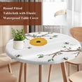 thumbnail image 4 of Bees Branches Round Tablecloth, Fitted Table Cover with Elastic for 55"-60" Round Tables, Farmhouse Spring Botanical Watercolor Table Cloth Outdoor Indoor Dinning Party Waterproof Tablecloths, 4 of 7