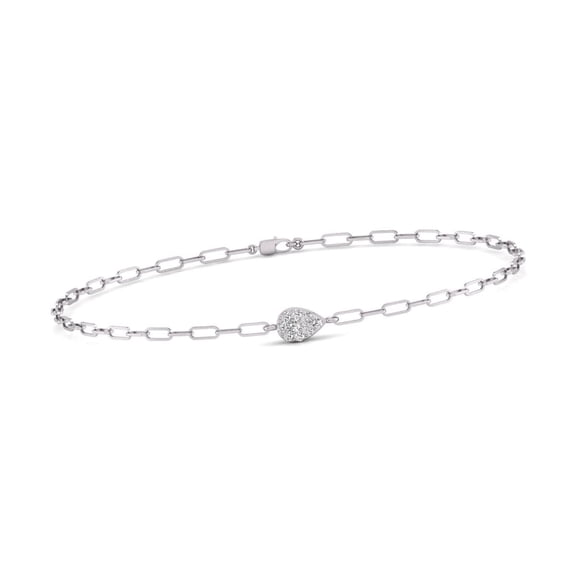 TimeLe$$ Classics Women's Diamond Pave Pear Shape Link Bracelet in 14K White Gold