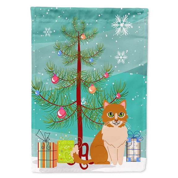 Carolines Treasures BB4435CHF Merry Christmas Tree Ural Rex Cat Flag Canvas House Size  Large multicolor