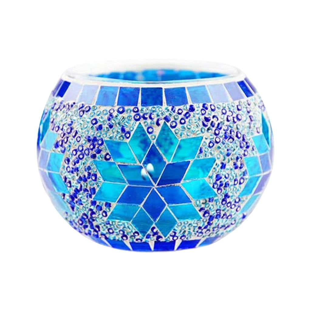 Romantic Mosaic Glass Candle Holder Votive Tealight Candlestick