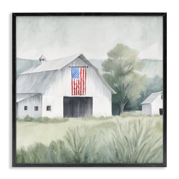 Stupell Industries Traditional Home USA Flag Barn Black Framed Giclee Art, 12 x 12, by Kim Allen